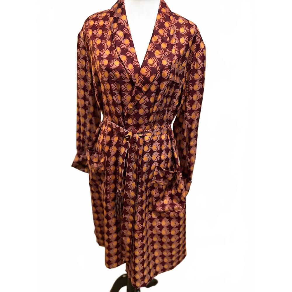 Vintage Silk Dressing Robe Duster 1950's Womens Large, Mens Medium Gomez‎ Addams